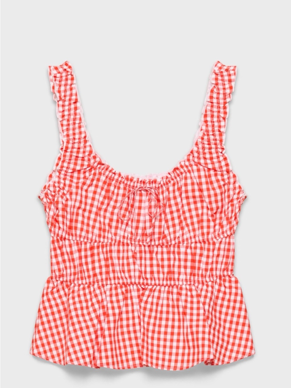 Aritzia Red and White Gingham Helena Top
